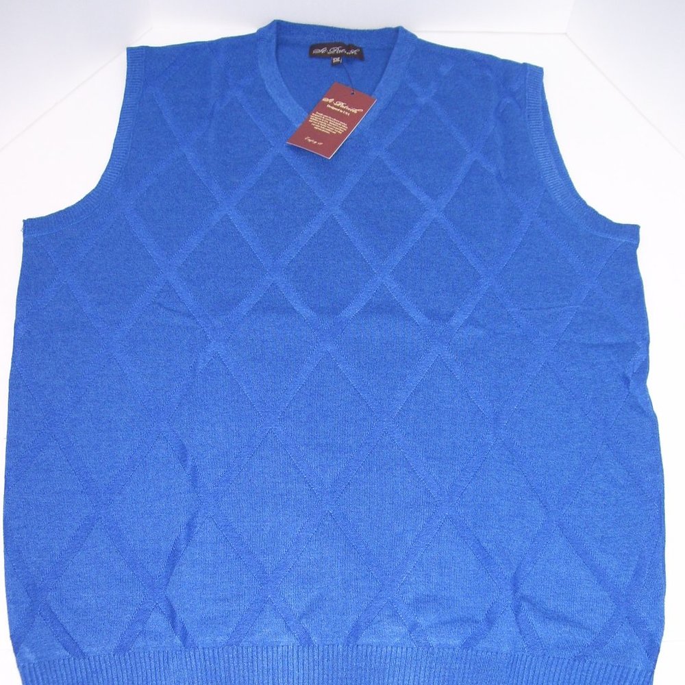 St. Patrick V-Neck Blue Argyle Sweater Vest 4XL - Picture 2 of 6